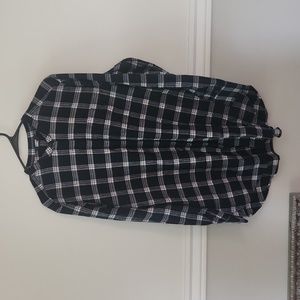 Land's End blue and white plaid flannel, extra long, size large (14-16)